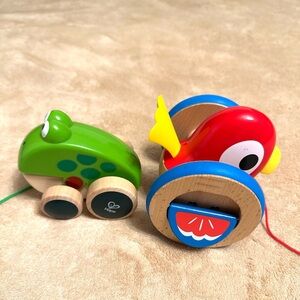 HAPE Wooden Toys Pull Along Bird & Frog